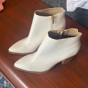 White Snakeskin Booties